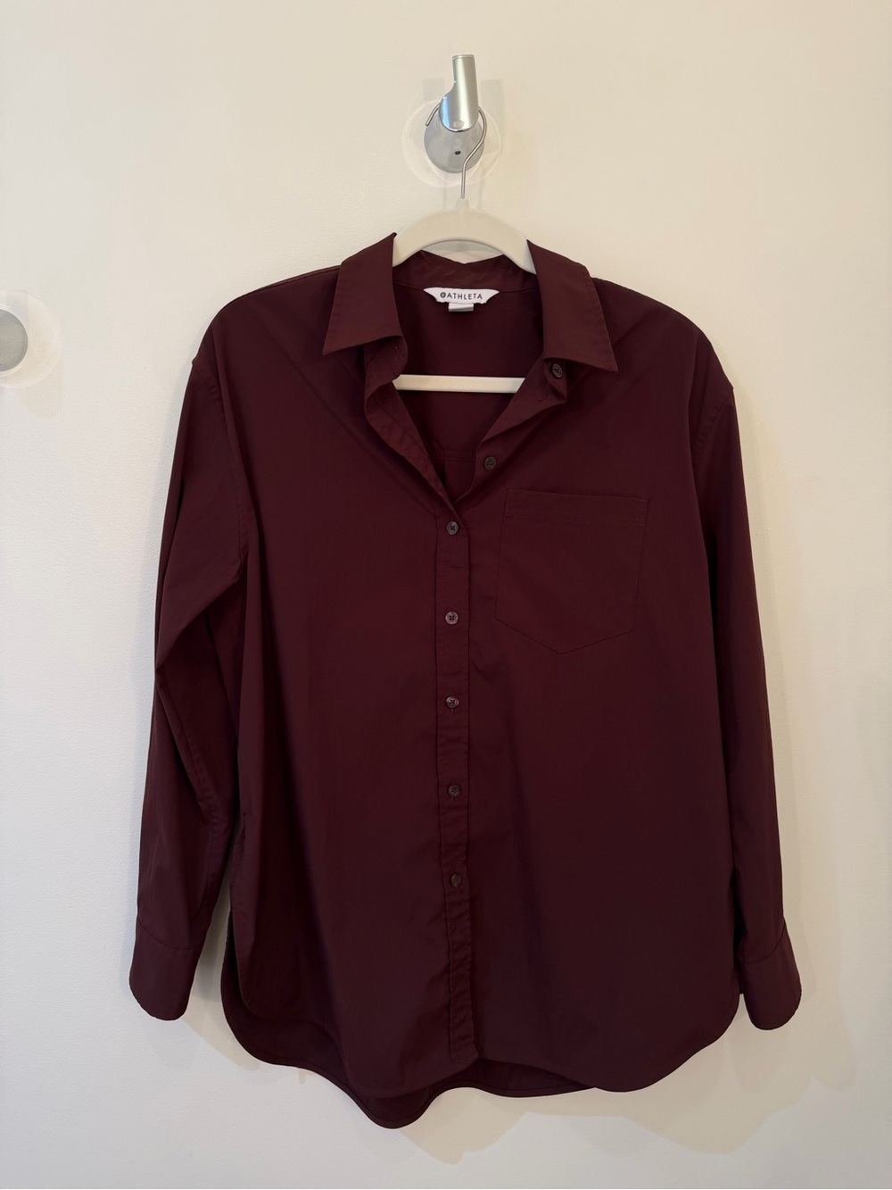Athleta Women's Oversized Button-Down Shirt in Burgundy
